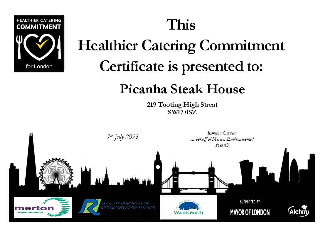 Picanha Steakhouse - Healthier Catering Commitment